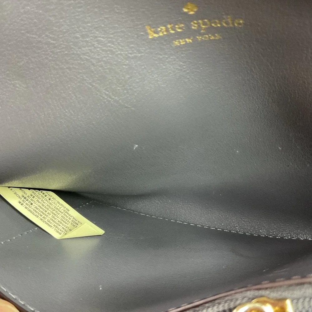 Kate Spade Wallet Clutch Bifold Leather Organizer Taupe Coin Smooth